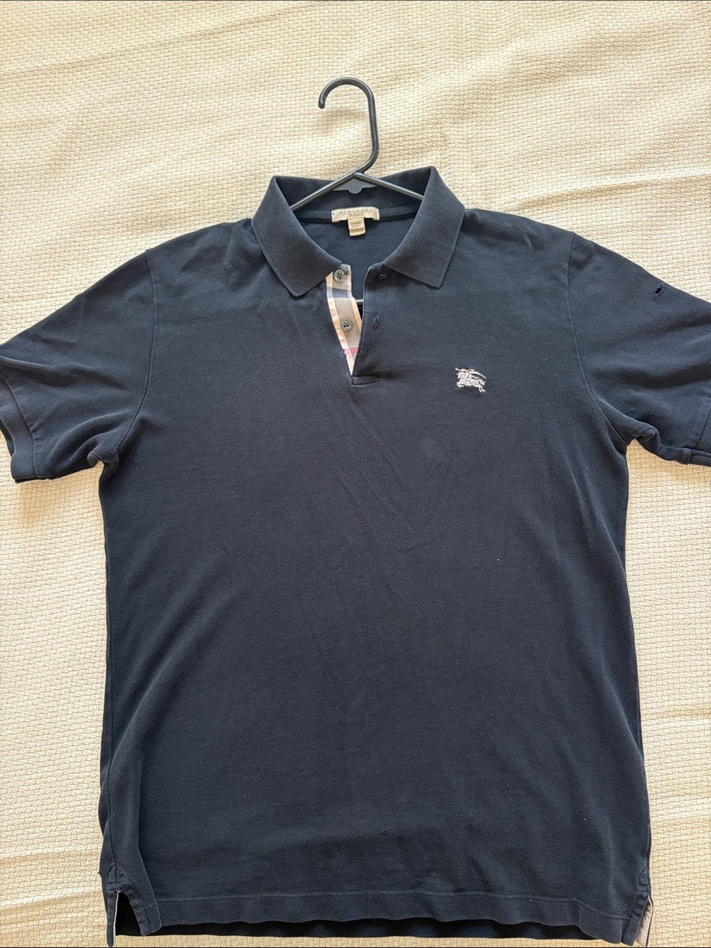 Navy Short Sleeve Polo Shirt with Contrast Placket